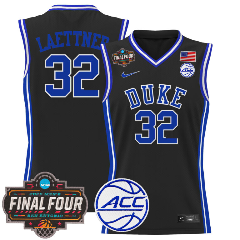 Men Duke Blue Devils #32 Laettner black 2025 Final Four Patch NCAA Jersey->ncaa teams->NCAA Jersey